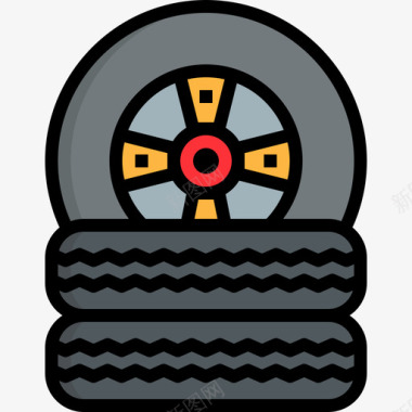 轮胎汽车服务3线颜色图标图标