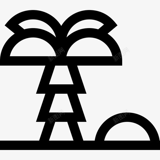 椰子树热带3线形图标svg_新图网 https://ixintu.com 椰子树 热带3 线形