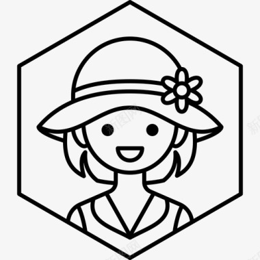 女孩化身帽子图标图标