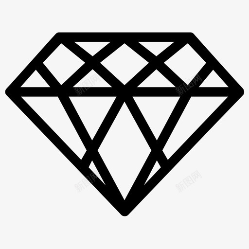 钻石水晶宝石图标svg_新图网 https://ixintu.com 宝石 水晶 石头 钻石 钻石线图标