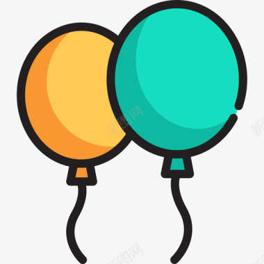 气球庆祝活动2线性颜色图标图标