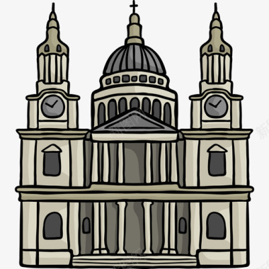 圣保罗大教堂世界纪念碑色彩图标图标