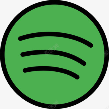 Spotify社交媒体图标3线性颜色图标