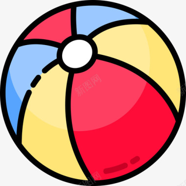 沙滩球夏季运动2线性颜色图标图标