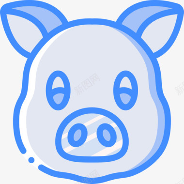 猪动物40蓝色图标图标