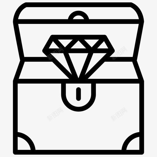 宝藏冒险钻石图标svg_新图网 https://ixintu.com 冒险 宝箱 宝藏 海盗元素线图标 神秘 钻石