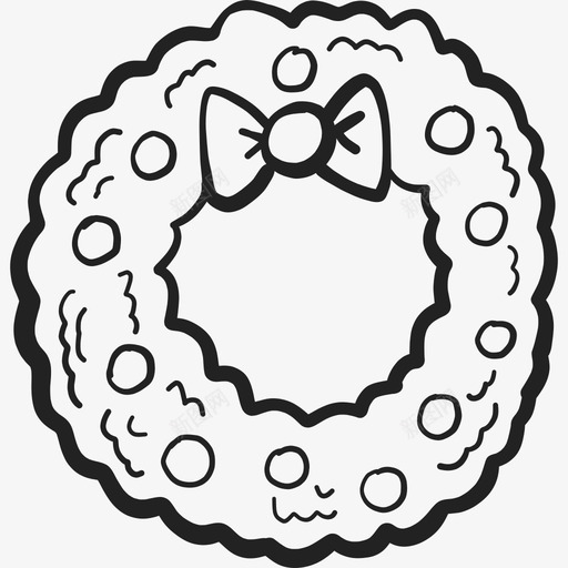 圣诞花环装饰手绘图标svg_新图网 https://ixintu.com 圣诞花环 手绘 欢乐 装饰