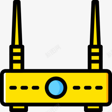 路由器连接器电缆4黄色图标图标