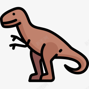 霸王龙动物与自然2线性颜色图标图标