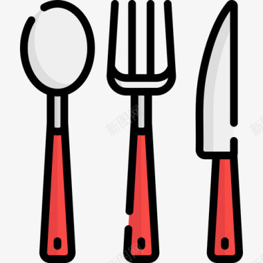 餐具厨房工具5线性颜色图标图标