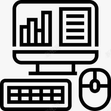 分析办公元素8线性图标图标