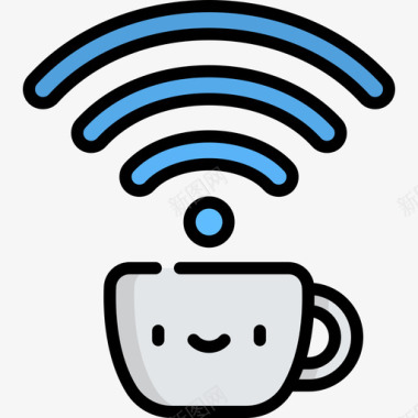Wifi咖啡厅44线性颜色图标图标