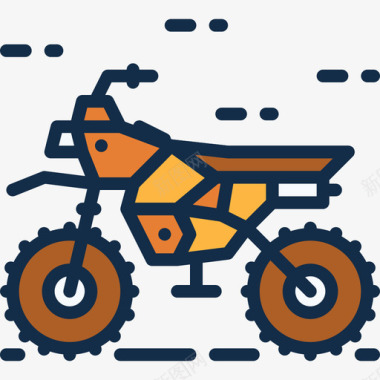 摩托车户外活动4线性颜色图标图标