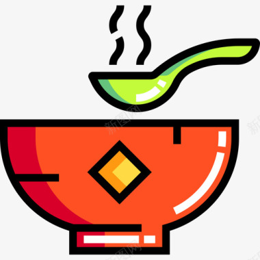 汤亚洲食品7原色图标图标