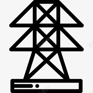 电力塔城市元素8线性图标图标