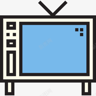 电视家用设备2线性彩色图标图标