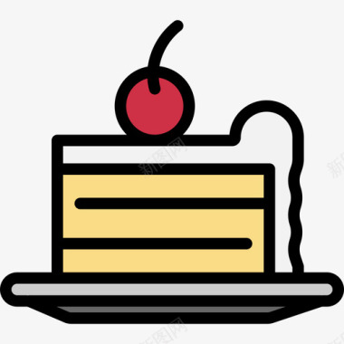 蛋糕38号餐厅线性颜色图标图标