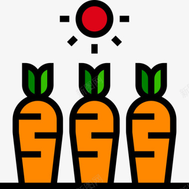 胡萝卜农业和园艺4线性颜色图标图标