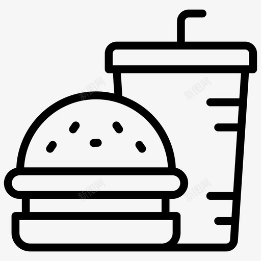 快餐汉堡饮料图标svg_新图网 https://ixintu.com 垃圾食品 度假线路图标 快餐 汉堡 软饮料 饮料