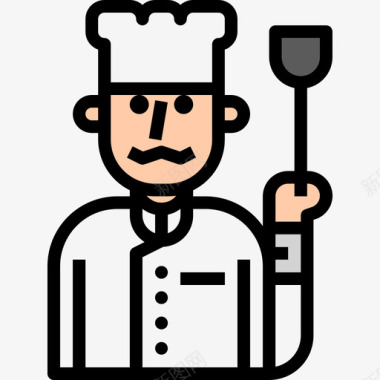 厨师职业化身5线性颜色图标图标