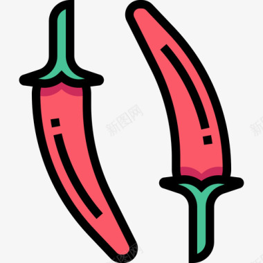 辣椒蔬菜6原色图标图标