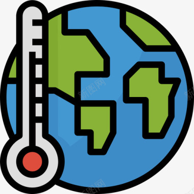 全球变暖生态学92线性色彩图标图标