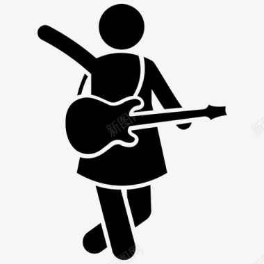 吉他手音乐播放器音乐家图标图标