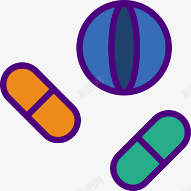 药物药物3线性颜色图标图标