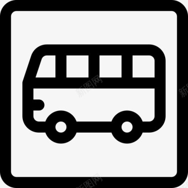 公共汽车站信号和禁令直线图标图标