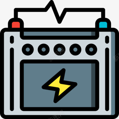 电池电源和能量5线性颜色图标图标