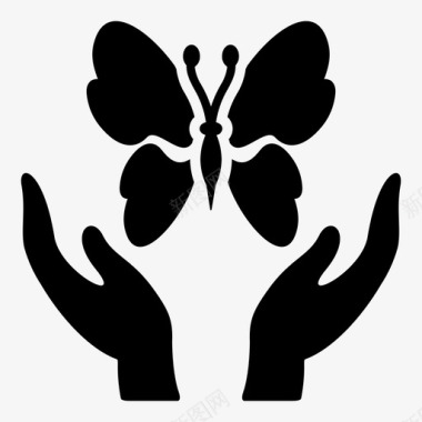 美丽蝴蝶手上的蝴蝶图标图标
