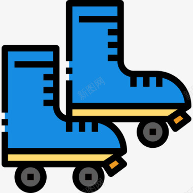 溜冰鞋生活方式3线性颜色图标图标