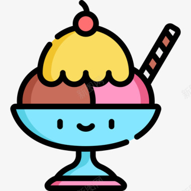 冰淇淋热带12线性颜色图标图标