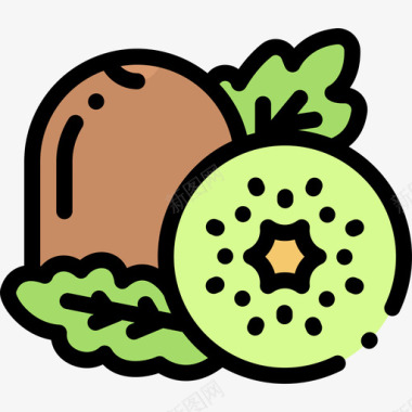 猕猴桃水果和蔬菜6线形颜色图标图标
