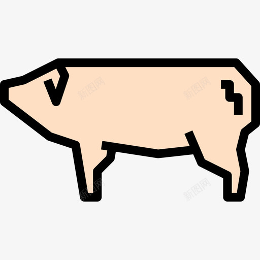 猪动物和食物线颜色图标svg_新图网 https://ixintu.com 动物和食物 猪 线颜色