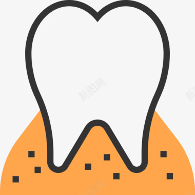 牙齿人体器官黄色阴影图标图标