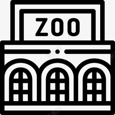 动物园城市建筑线性图标图标