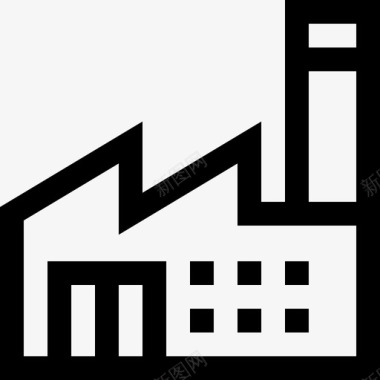 工厂建筑物和房地产线性图标图标