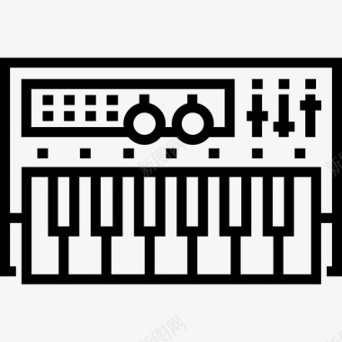 键盘音乐节11线性图标图标