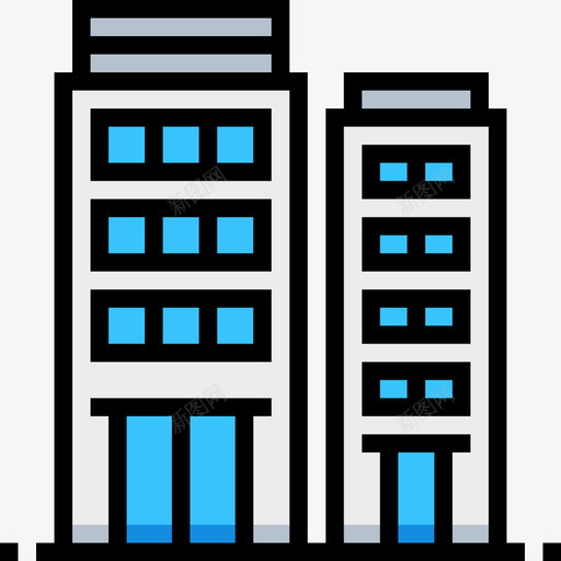 建筑城市元素28线性颜色图标svg_新图网 https://ixintu.com 城市元素28 建筑 线性颜色