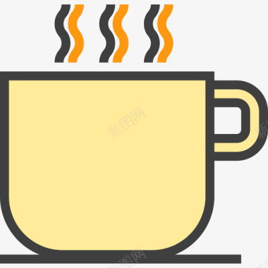 咖啡休息时间营销23线性颜色图标图标