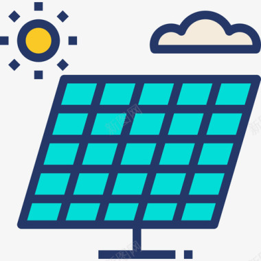 太阳能电池板环境9线性颜色图标图标
