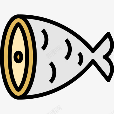 鱼动物和食物线颜色图标图标