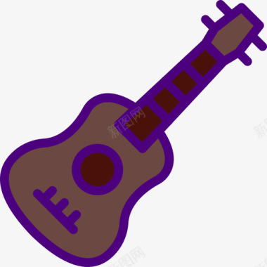 吉他音乐和乐器6线性颜色图标图标