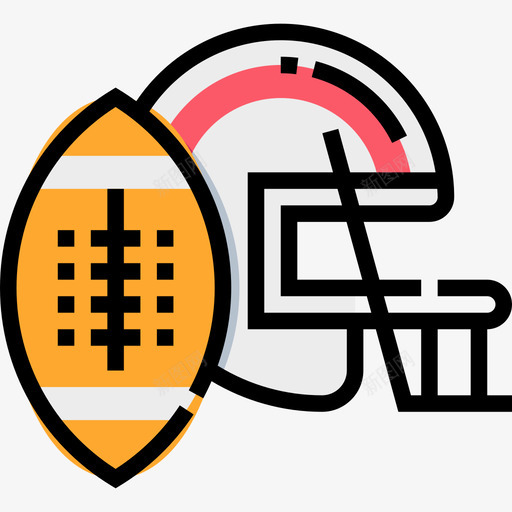 美式足球运动43线性颜色图标svg_新图网 https://ixintu.com 线性颜色 美式足球 运动43