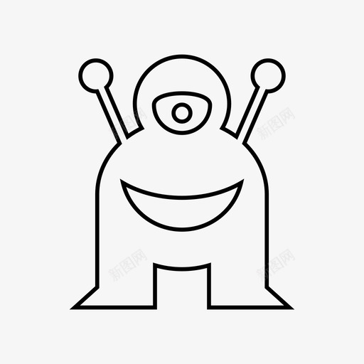 怪物野兽卡通图标svg_新图网 https://ixintu.com 卡通 微笑 怪物 怪物线 生物 野兽