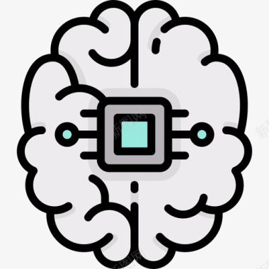 大脑未来技术13线性颜色图标图标