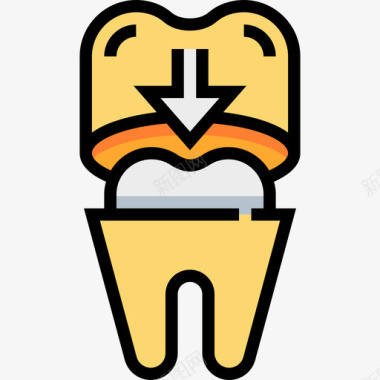 磨牙冠牙医5线形颜色图标图标