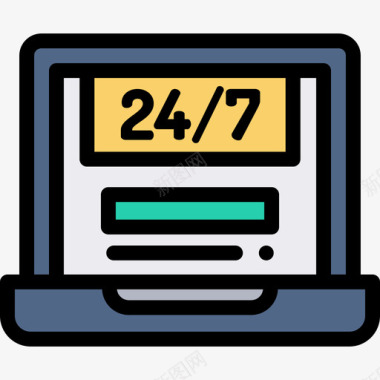 笔记本电脑在线购物24线性颜色图标图标