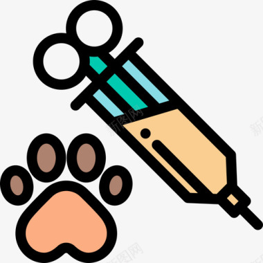 疫苗宠物店27线性颜色图标图标